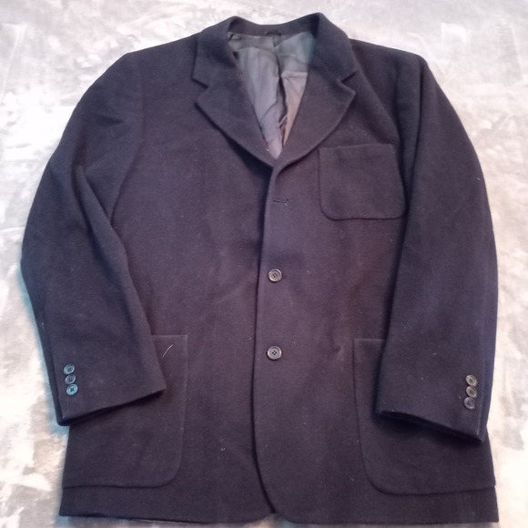 VINTAGE J Crew Blazer 42R Black Wool Cashmere Sport Coat Oarsman Jacket USA Made - Picture 1 of 16